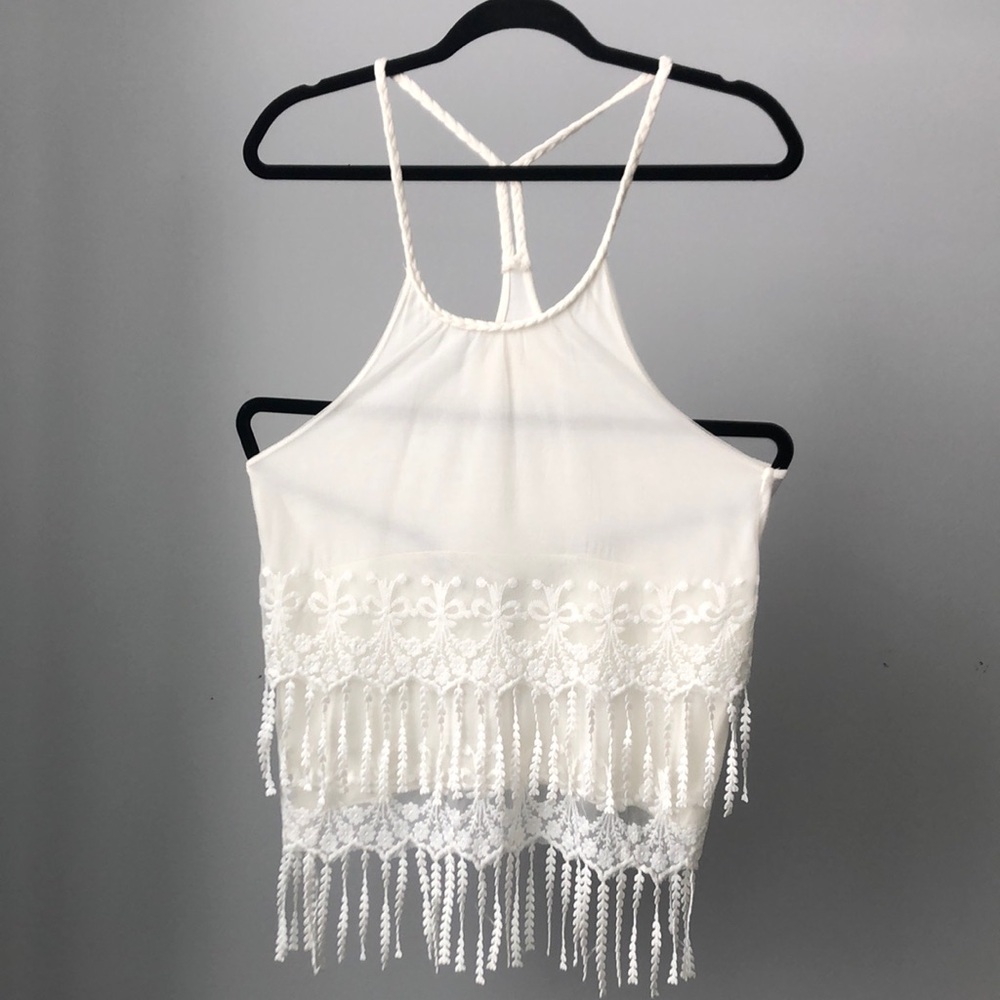 Miami Lace & Fringe Racerback Tank Size XS